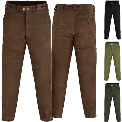 German Wear Lange Jagd Trachten Lederhose Jägerhose Jagdhose Büffelleder, 60/4XL, Dunkelbraun von German Wear