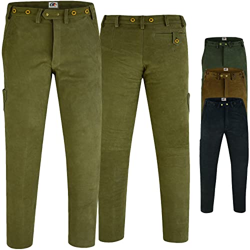 German Wear Lange Jagd Trachten Lederhose Jägerhose Jagdhose Nubukleder, 60/4XL, Jagdgrün von German Wear