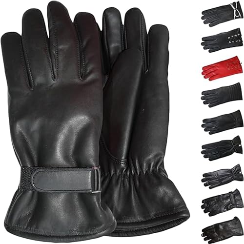 German Wear Damen Lederhandschuhe Lammnappa Handschuhe echtleder winter Handschuhe Gl-1 Schwarz - XL=9 Handumfang 25cm von German Wear