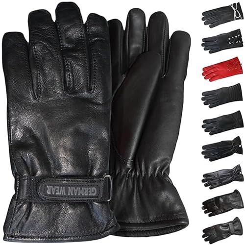 German Wear Damen Lederhandschuhe Lammnappa Handschuhe echtleder winter Handschuhe Gl-6 Schwarz - XXL=10 Handumfang 28cm von German Wear