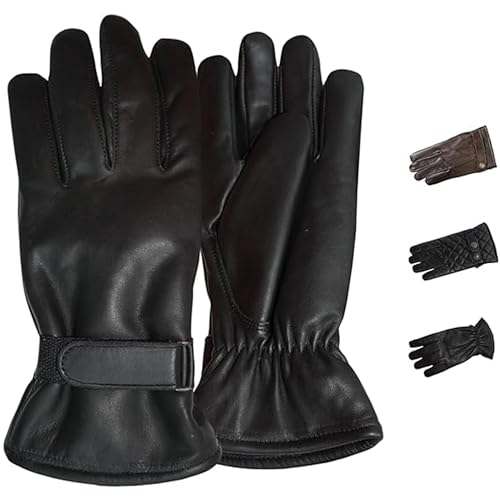 German Wear Herren Lederhandschuhe Lammnappa Handschuhe aus echtleder winter Handschuhe Trendgl-2 Schwarz - 11=2XL Handumfang 28cm von German Wear