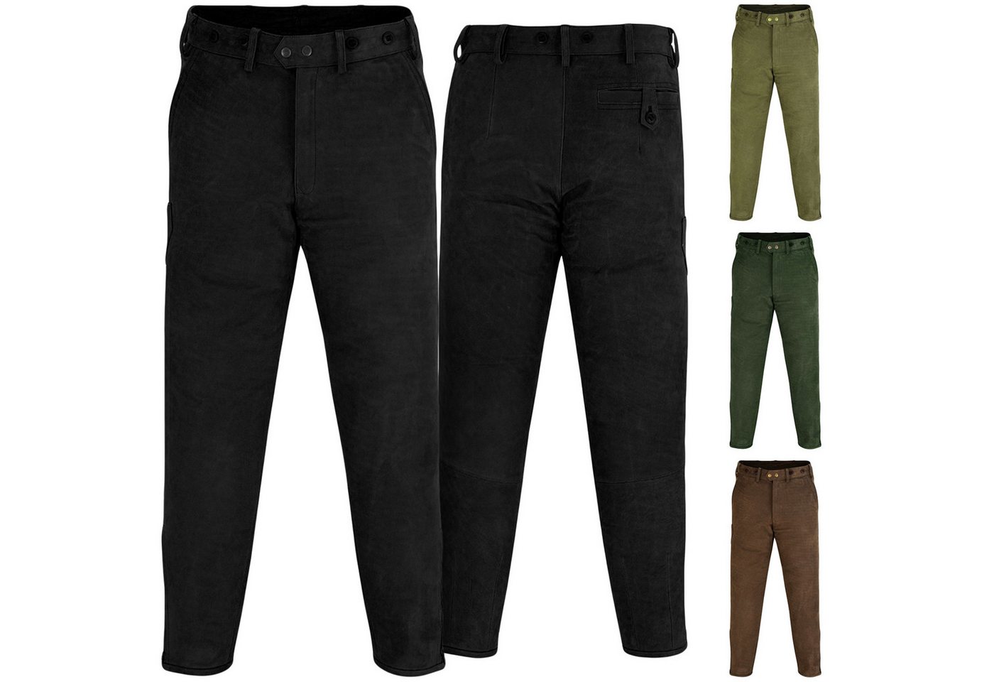 German Wear Lederhose GW601 Lange Jagd Trachten Lederhose Jägerhose Jagdhose aus Nubuckleder von German Wear