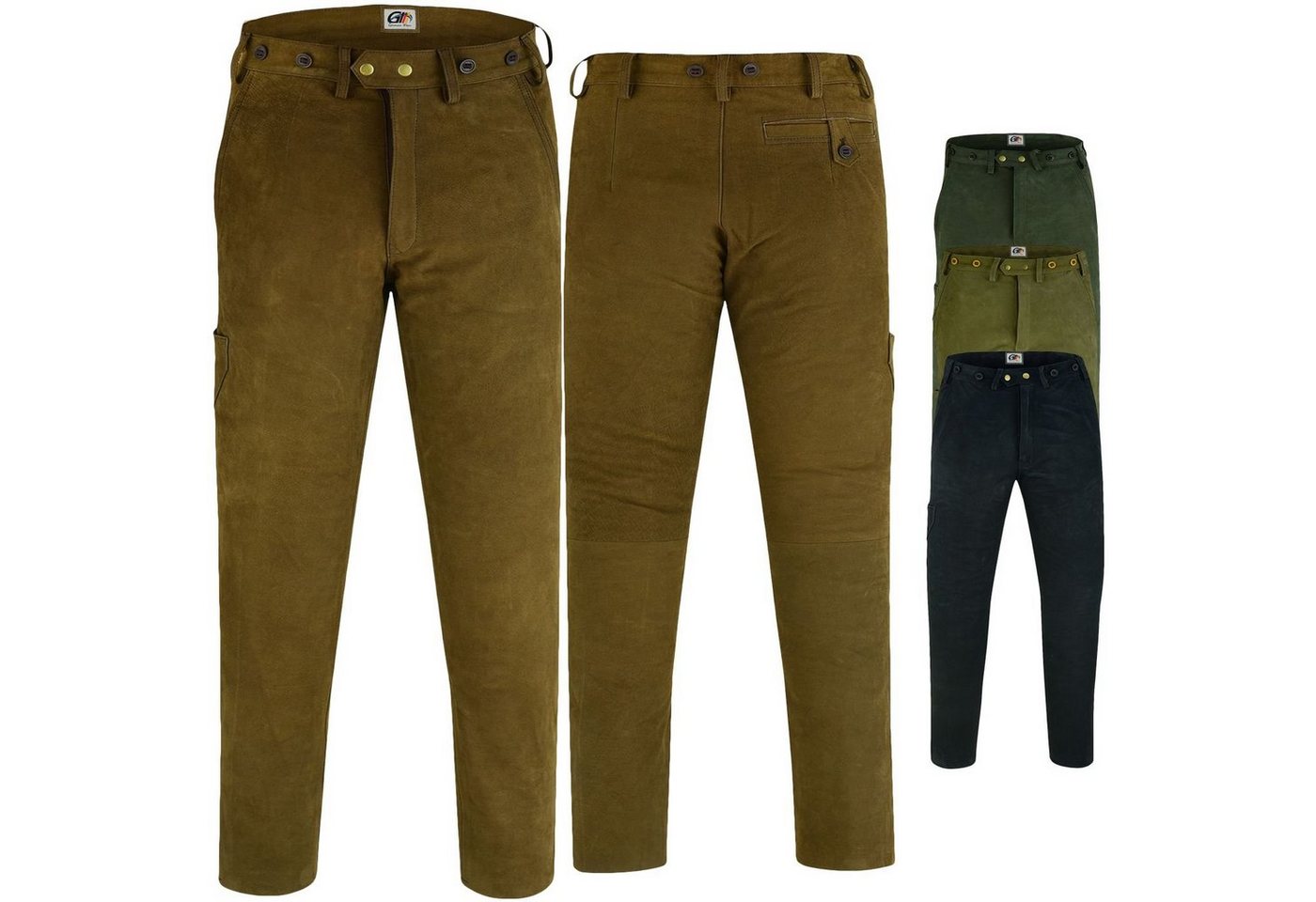 German Wear Lederhose GW604 Lange Jagd Trachten Lederhose Jägerhose Jagdhose Nubukleder von German Wear