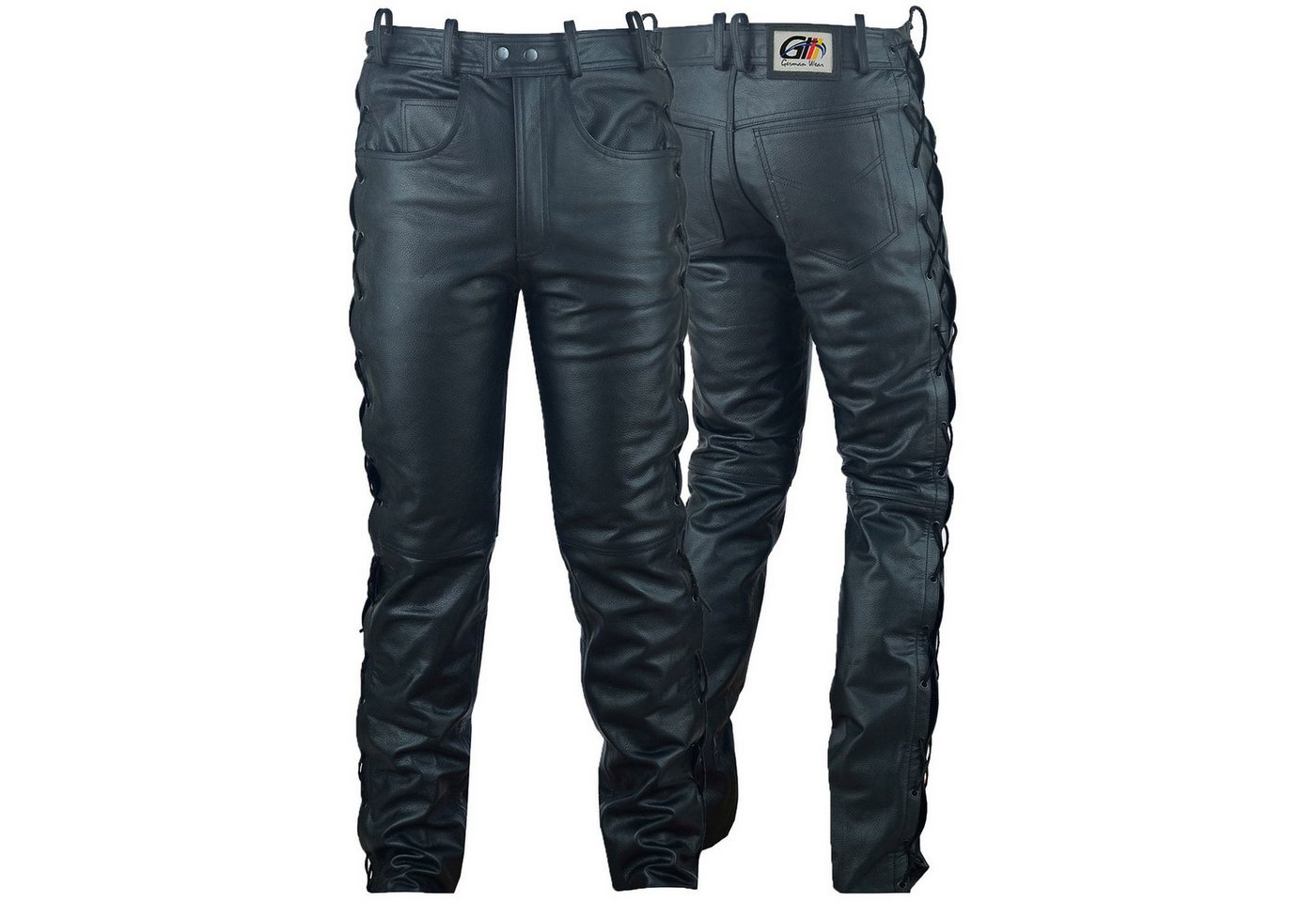 German Wear Lederhose GW860 Black Lederjeans Büffelleder geschnürt Schwarz von German Wear