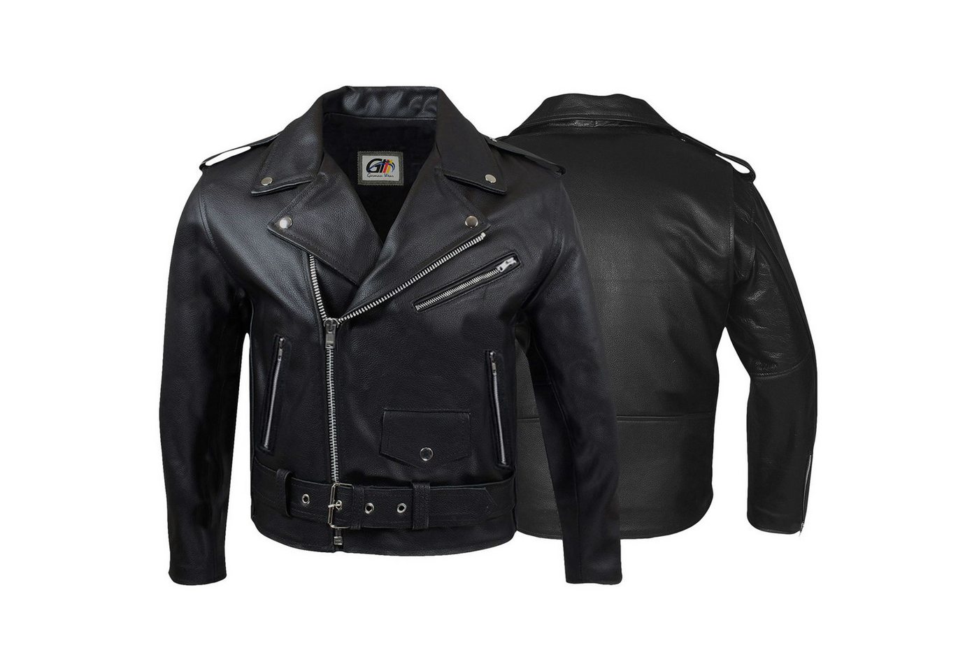 German Wear Lederjacke GW411J Black Retro Motorradjacke Rockerjacke Chopper Lederjacke Brando Vintag von German Wear