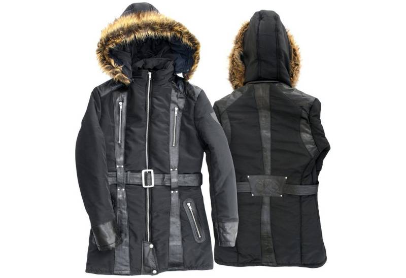 German Wear Lederjacke Trend 421J Black Lang Damen Jacke aus Textilien und Lammnappa Schwarz von German Wear