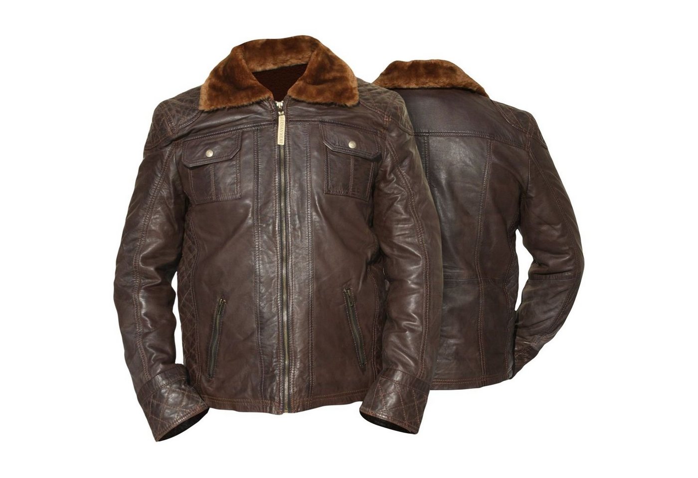 German Wear Lederjacke Trend 516J Lederjacke Jacke Lamm Nappa Leder dunkelbraun von German Wear