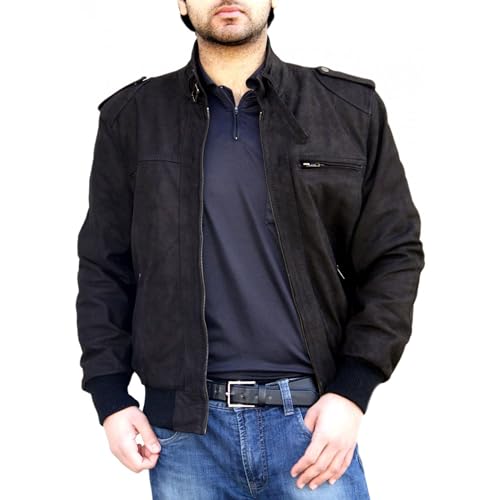 German Wear Lederjacke echtleder Stehkragen Jacke aus Nubuk Leder Braun, Größe:48/M von German Wear