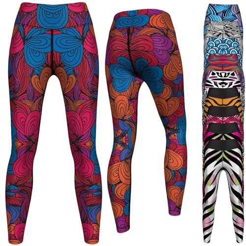 German Wear Leggings Sehr dehnbar Fitness Sport Yoga Gymnastik Training Tanzen Freizeit, 38/M, GYM-8070 Rot Blau von German Wear