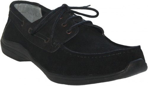 German Wear Mokassin Lederschuhe Halbschuhe moc aus Wildleder Echtleder Schuhe Schwarz, Schuhgröße:42 von German Wear