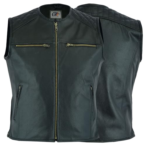 German Wear Motorrad Kutte Lederweste Bikerweste Motorradweste schwarz 60 von German Wear