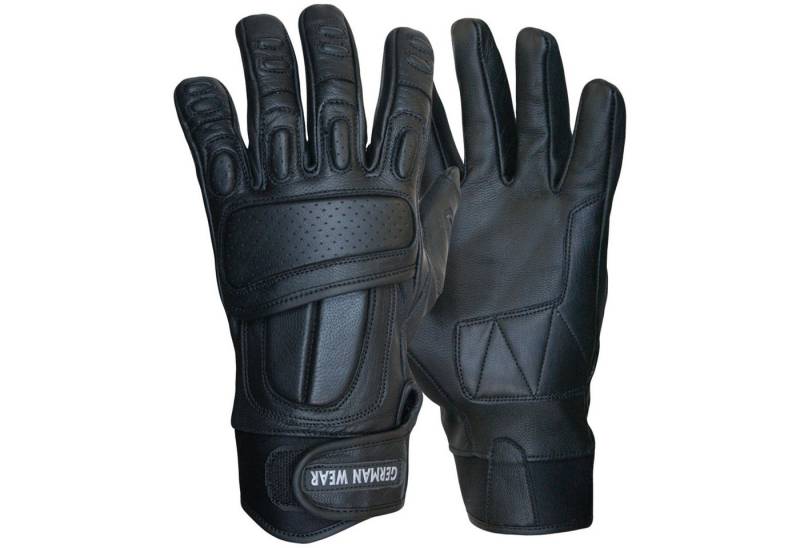 German Wear Motorradhandschuhe GW404G Schwarz Lederhandschuhe aus Kalbs-Nappaleder Schwarz von German Wear
