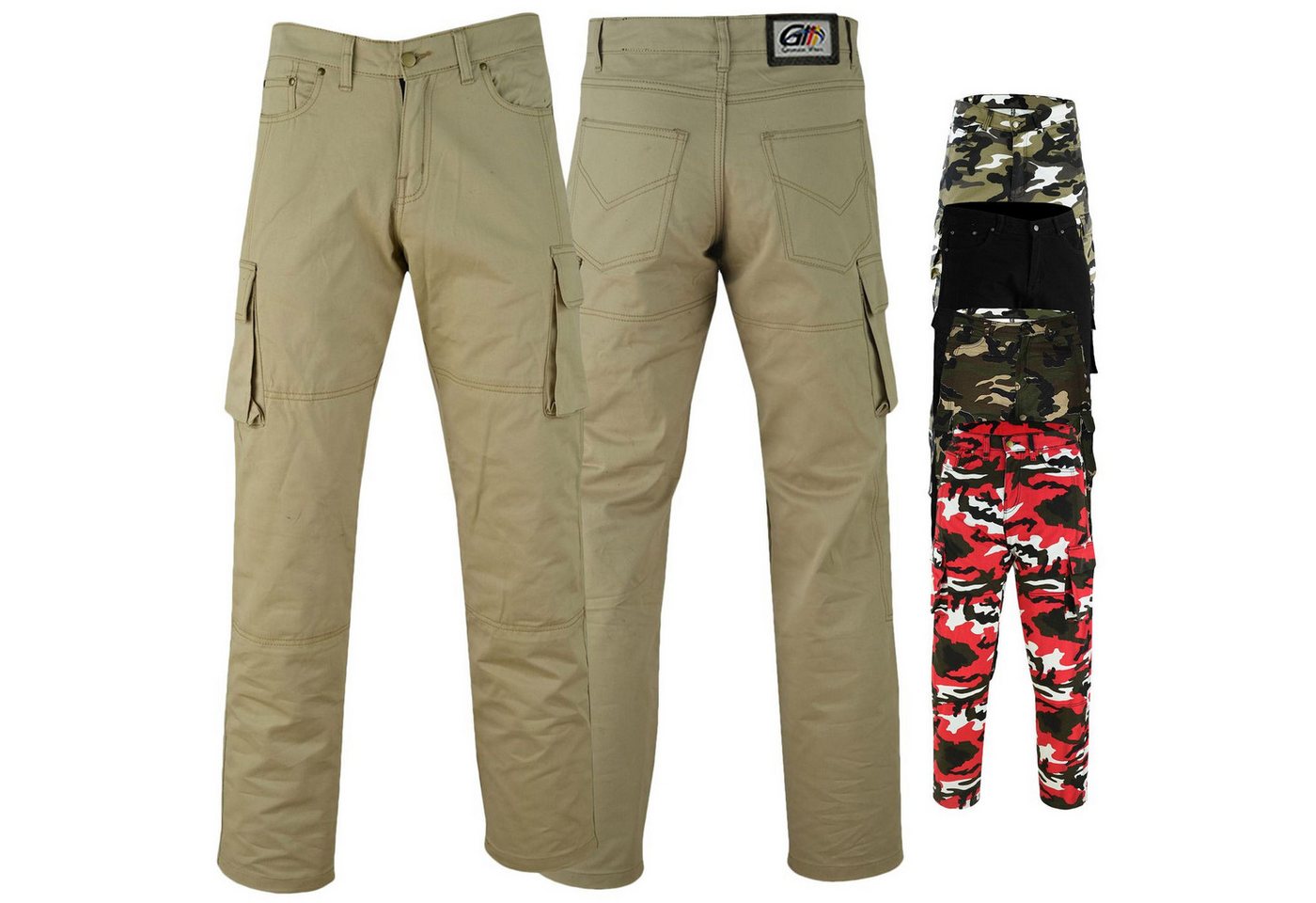 German Wear Motorradhose JEANS-003 Motorradjeans Motorradhose Cargohose mit Schutz stoff & Protektoren von German Wear