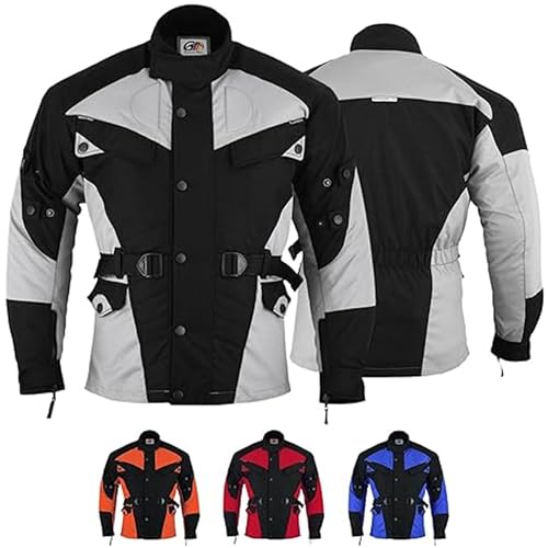 German Wear Motorradjacke Herren mit Protektoren textil bikerjacke wasserabweisend winddicht motorrad leicht codura kombi lange jacke Grau - 54 von German Wear