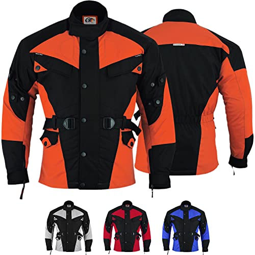 German Wear Motorradjacke Herren mit Protektoren textil bikerjacke wasserabweisend winddicht motorrad leicht codura kombi lange jacke Orange - 50 von German Wear