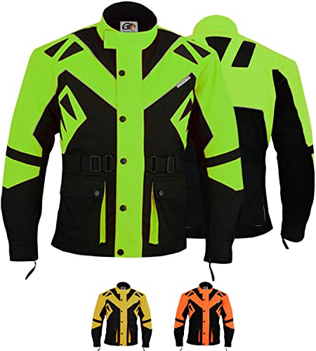 German Wear Motorradjacke herren mit protektoren motorrad winddicht herausnehmbar waschbar innenfutter jacke leicht extra sichtbarkeit viele Taschen Grün - 5XL von German Wear