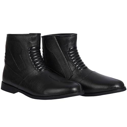 German Wear Motorradstiefel Herren Motorrad Biker Stiefel Motorradschuhe aus Glattleder - Freizeit & Bikers Trend stiefeletten Schwarz - 41 EU von German Wear