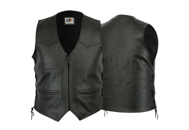 German Wear Motorradweste GW680 Black Zipper Motorrad Lederweste Biker Motorradweste Weste schwarz von German Wear