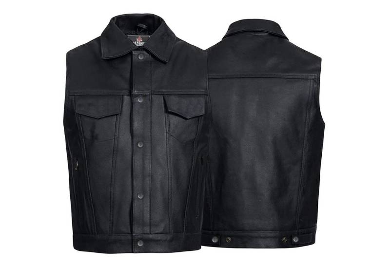 German Wear Motorradweste GW685 Black Motorrad Lederweste Biker Motorradweste Weste schwarz von German Wear