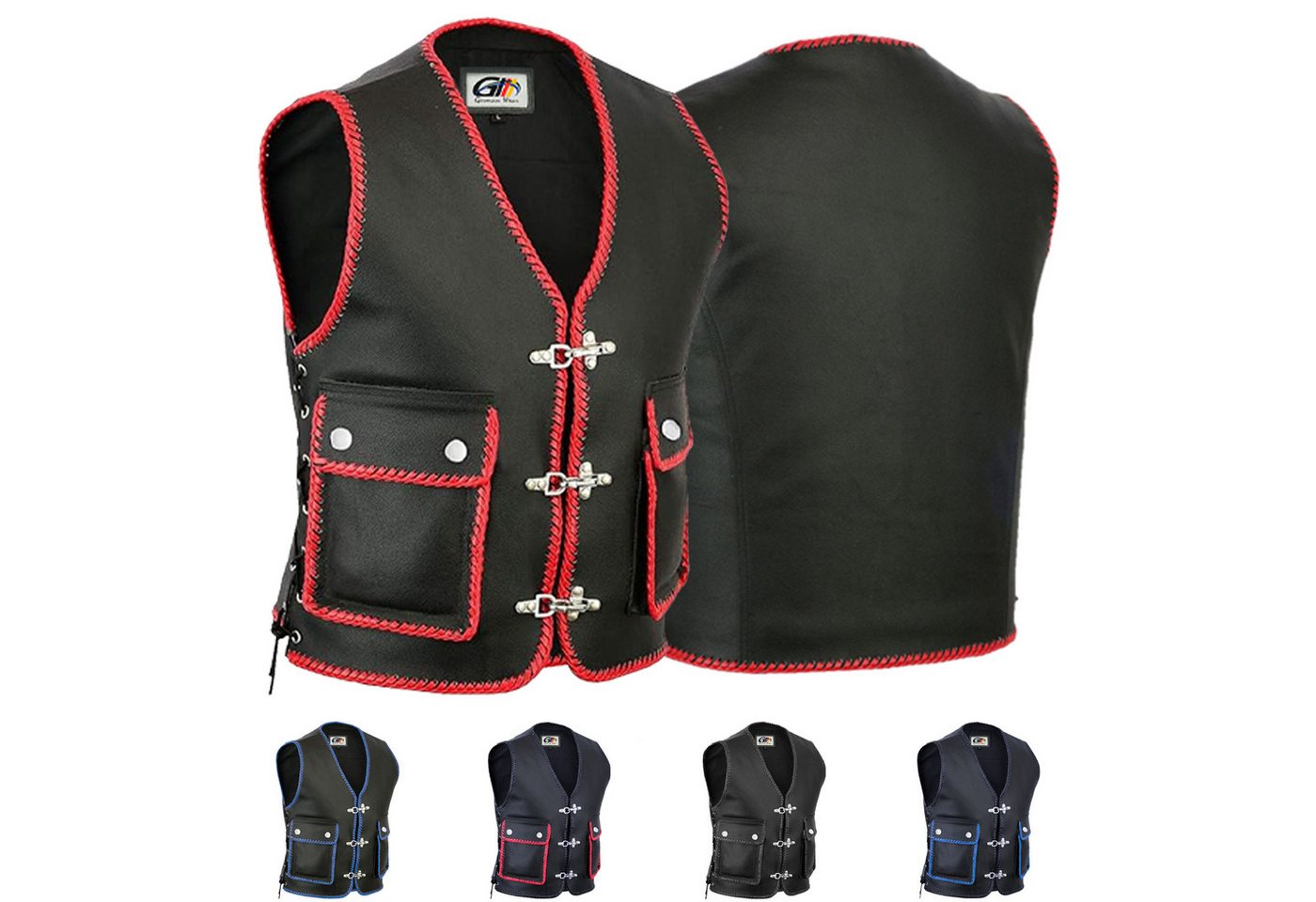 German Wear Motorradweste GW688 Motorrad Lederweste Biker Motorradweste Weste German Wear Motorradweste GW688 Motorrad Lederweste Biker Motorradweste Weste von German Wear