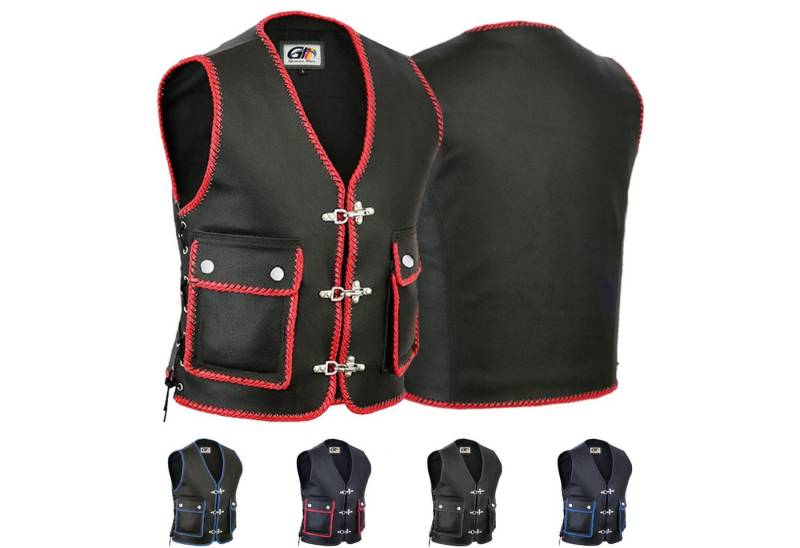 German Wear Motorradweste GW688 Motorrad Lederweste Biker Motorradweste Weste von German Wear