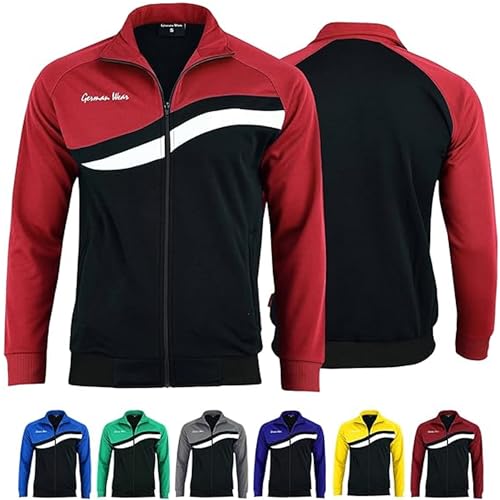 German Wear STRIKER Herren Trainingsjacke Sportjacke Joggingjacke Rot, 58/3XL von German Wear