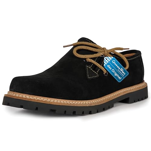 German Wear Trachten Haferlschuhe Trachtenschuhe Original-Handmachart Lederschuhe Wildleder (Schwarz, EU Schuhgrößensystem, Erwachsene, Herren, Numerisch, M, 42) von German Wear