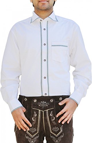 German Wear Trachtenhemd Freizeit Hemd für Trachten Lederhosen Weiß, Hemdgröße:XL. von German Wear