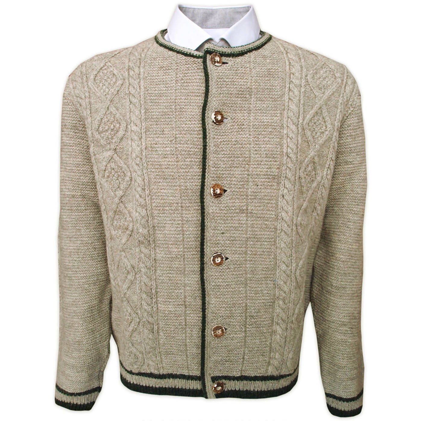 German Wear Trachtenjanker OSTKW-003 Trachten Wolljanker Strickjacke Zopfmuster aus Wolle von German Wear