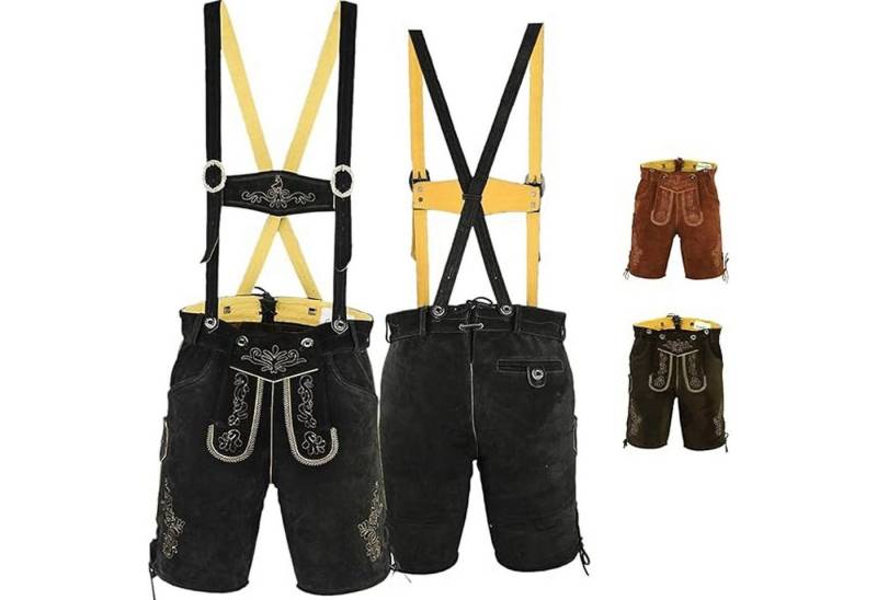 German Wear Trachtenlederhose GW720 kurze trachtenhose Trachten Lederhose mit Hosenträgern von German Wear