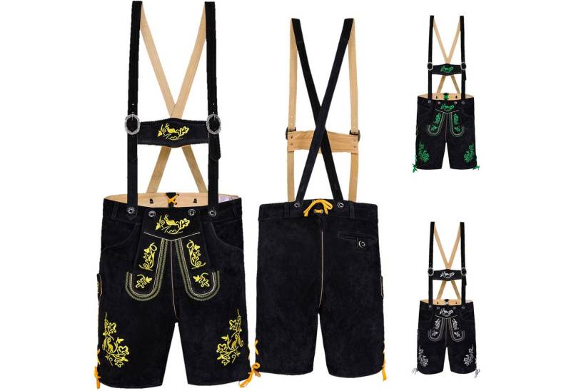 German Wear Trachtenlederhose GW721 kurze Trachten Lederhose mit Hosenträger Trachtenhose Schwarz von German Wear