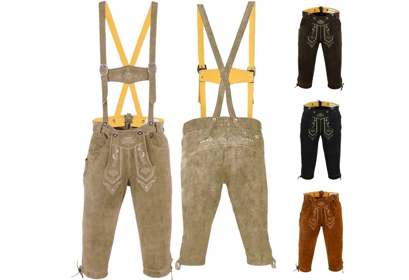 German Wear Trachtenlederhose GW822 Kniebundhose trachtenhose Trachten Lederhose mit Hosenträger von German Wear