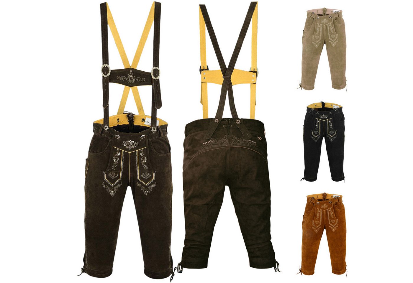 German Wear Trachtenlederhose GW822 Kniebundhose trachtenhose Trachten Lederhose mit Hosenträger von German Wear