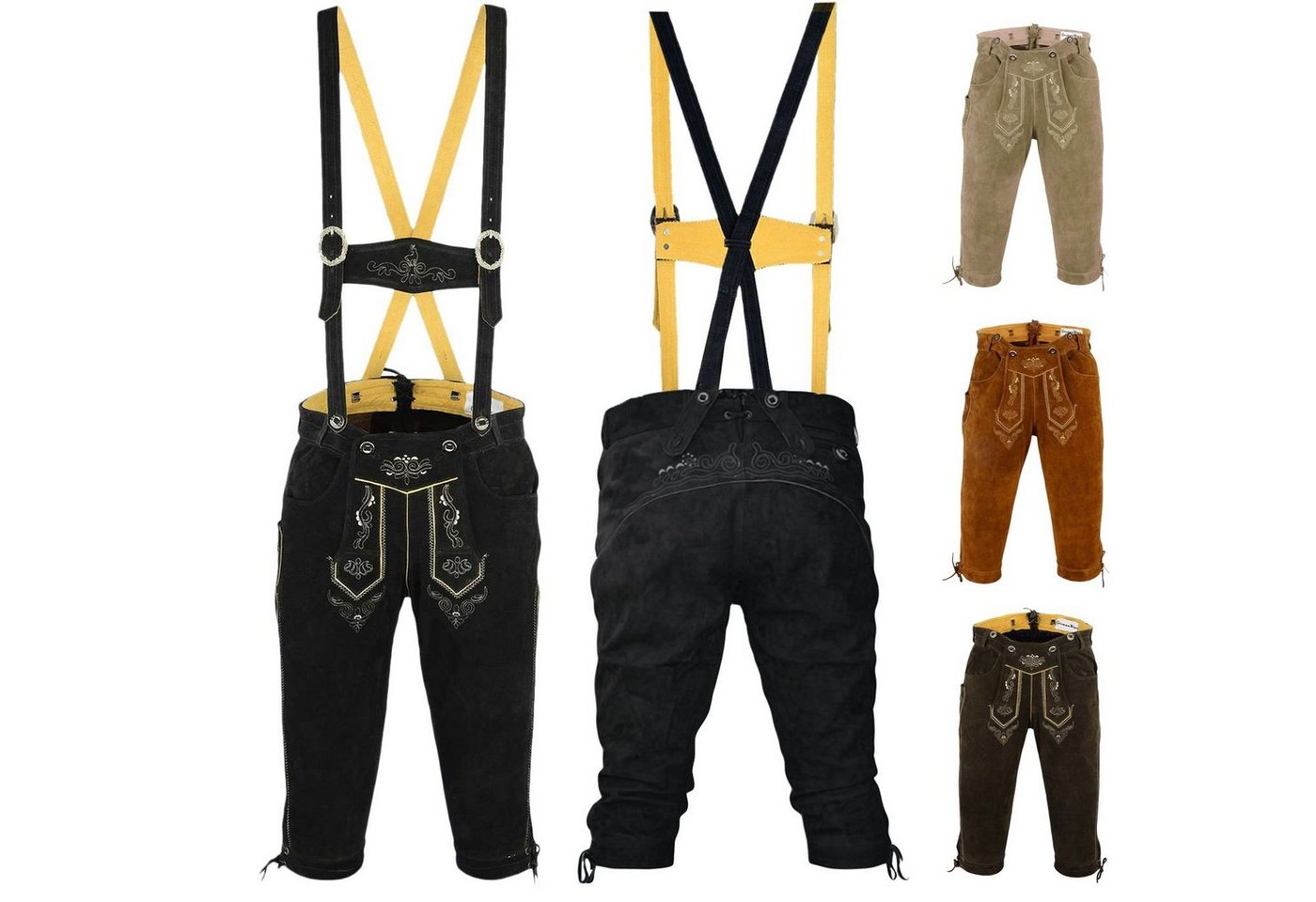 German Wear Trachtenlederhose GW822 Kniebundhose trachtenhose Trachten Lederhose mit Hosenträger von German Wear