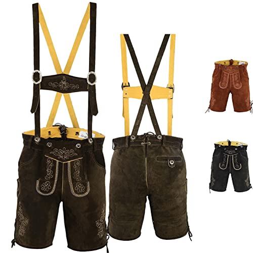 German Wear Trachtenlederhosen für Herren mit Hosenträgern, Größe:48, Farbe:Dunkelbraun von German Wear