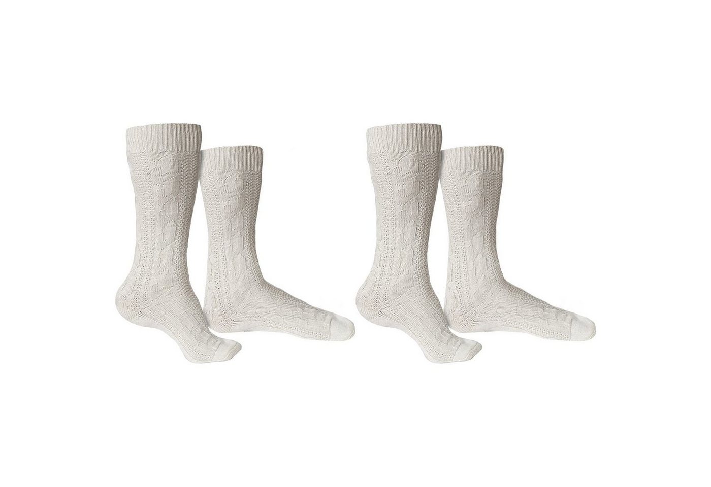 German Wear Trachtensocken GW200 Natur Paar (2-Paar) Trachtensocken Trachtenstrümpfe Zopfmuster 40cm von German Wear