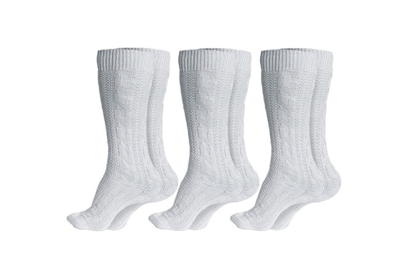 German Wear Trachtensocken GW200 Weiß Paar (3-Paar) Trachtensocken Trachtenstrümpfe Zopfmuster 40cm von German Wear