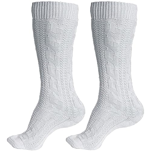 German Wear Trachtensocken Trachtenstrümpfe Zopfmuster 40cm Weiß, 41-43, Socken 1 x Paar von German Wear