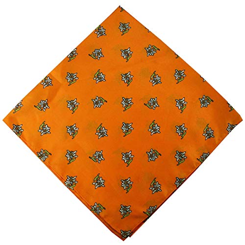 German Wear Trachtentuch Halstuch mit Edelweissmuster Nikituch 60x60cm, Orange von German Wear