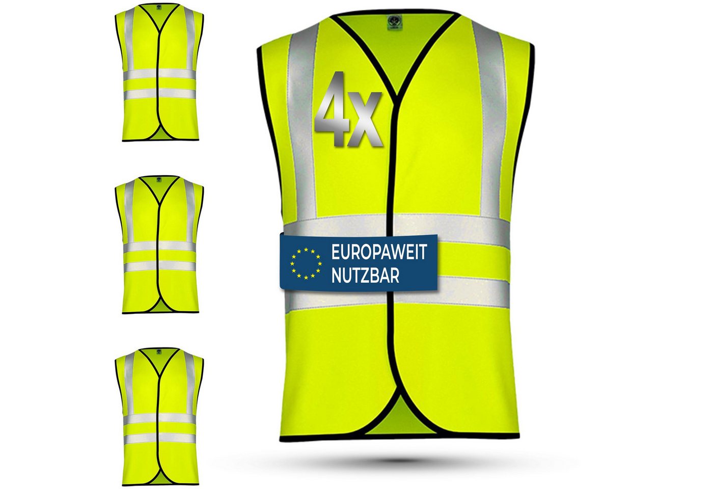 German Wear Warnweste 12 x Warnweste set (Spar-Set, 12er-Pack) 12x Warnweste Sicherheitsweste Auto Sicherheitswarnweste Pannenweste von German Wear