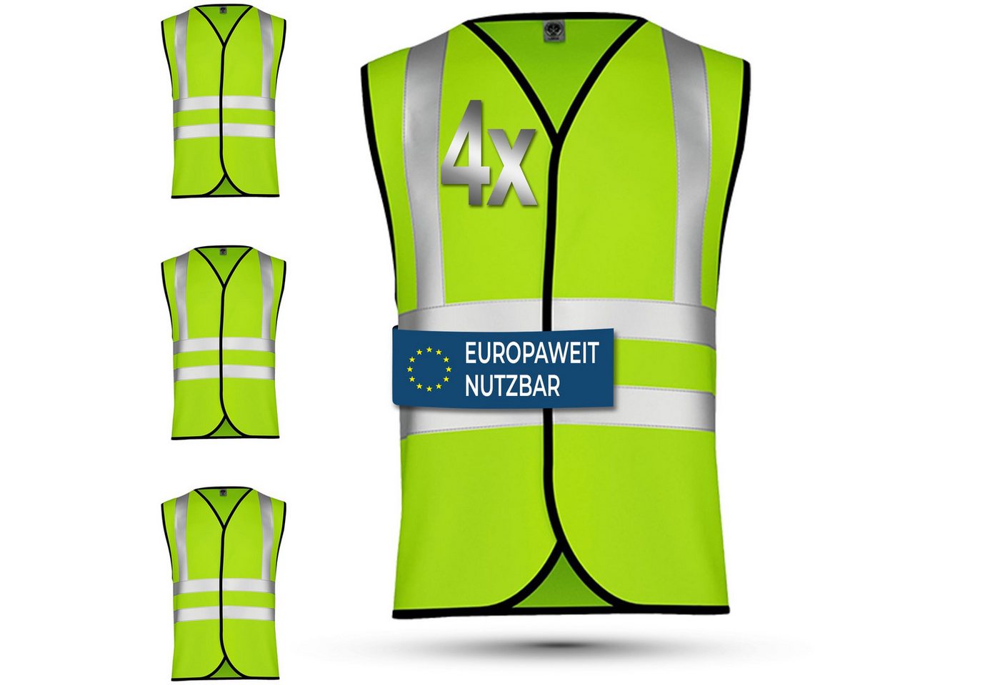 German Wear Warnweste 12 x Warnweste set (Spar-Set, 12er-Pack) 12x Warnweste Sicherheitsweste Auto Sicherheitswarnweste Pannenweste von German Wear