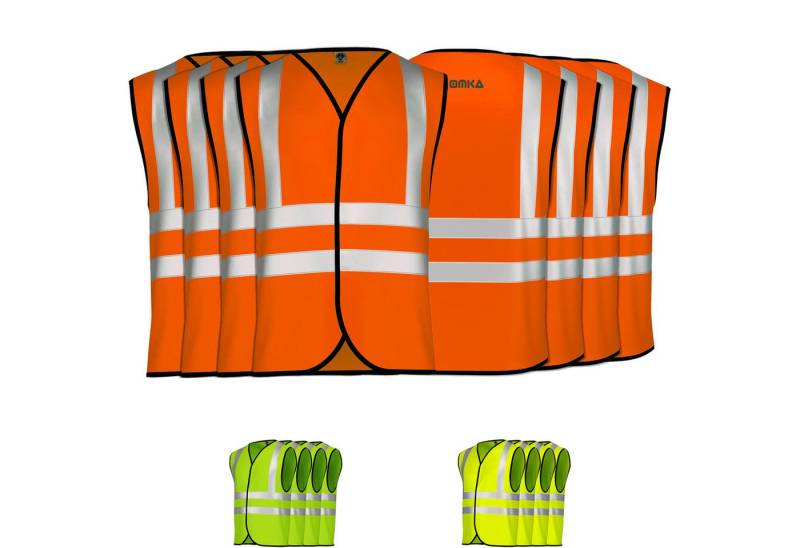 OMKA Warnweste 4 x Warnweste set (Spar-Set) 4x Warnweste Sicherheitsweste Auto Sicherheitswarnweste Pannenweste von OMKA