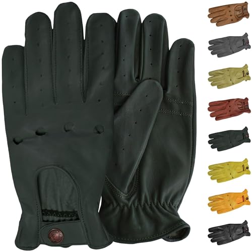 German Wear, Herren Driving Autofahrer-Handschuhe Lederhandschuhe, Größe:9=L, Farbe:Dunkelgrün von German Wear