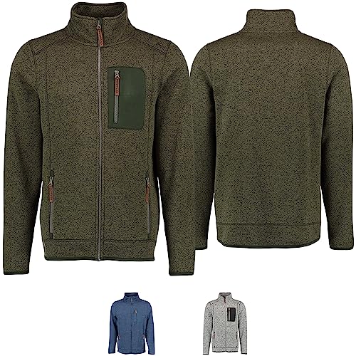 Herren Jagd Fleecepullover Strickfleece Freizeitpullover hochgeschlossen, 56/2XL, Oliv von German Wear
