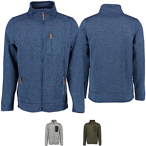 Herren Jagd Fleecepullover Strickfleece Freizeitpullover hochgeschlossen, 60/4XL, Blau von German Wear