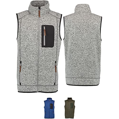 Herren Jagd Weste Fleeceweste Strickfleece Freizeitpullover hochgeschlossen 4XL Grau von German Wear