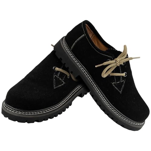 Kinder Jungen Mädchen Haferlschuhe Trachtenschuhe Wildleder, Farbe:Schwarz, Größe:37 von German Wear