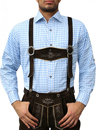 Trachtenhemd Herren Karo Hemd Baumwolle Kariert (4XL, Himmelblau) von German Wear