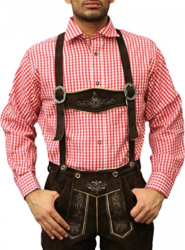 German Wear Trachtenhemd für Trachtenlederhosen Trachtenmode rot/kariert 100% Baumwolle, Hemdgröße: M von German Wear