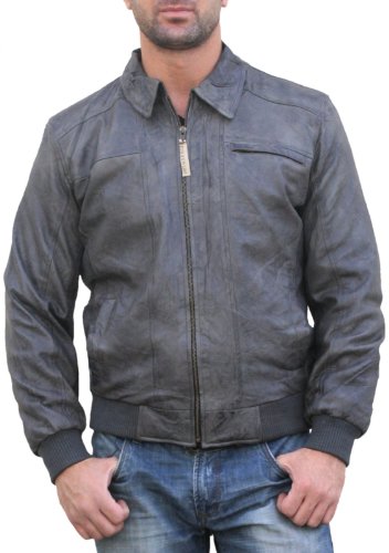 German Wear Trend Lederjacke lammnappa Echtleder Jacke aus Lamm Nappa Leder grau 60 German Wear Trend Lederjacke lammnappa Echtleder Jacke aus Lamm Nappa Leder grau 60 von German Wear